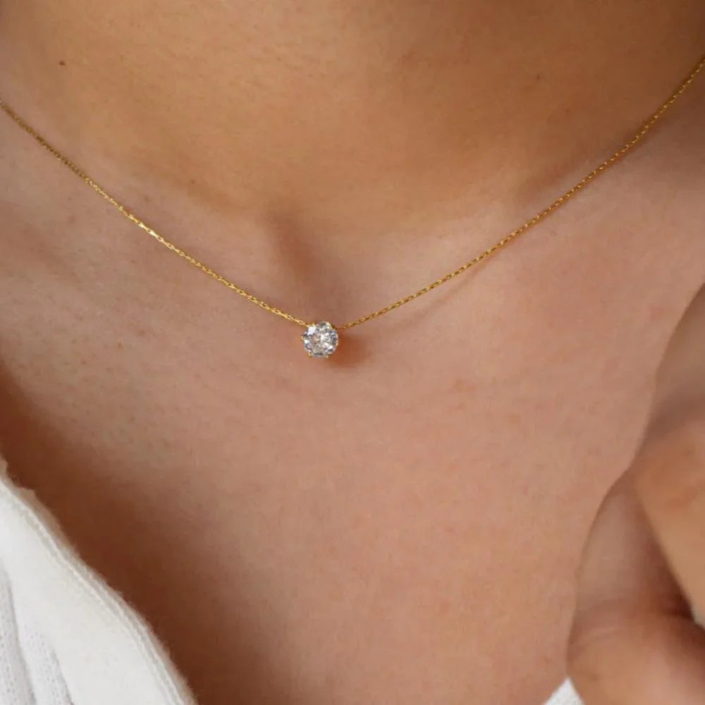 Gold Zircon Minimalist Necklace