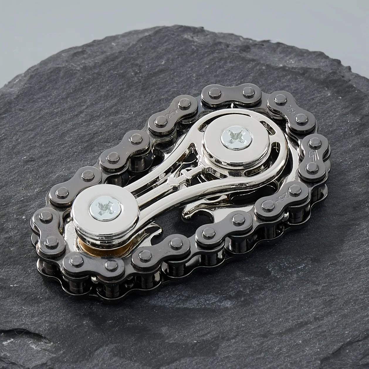 Metal Bike‑Chain Gyro Fidget – Sprocket Flywheel Spinner