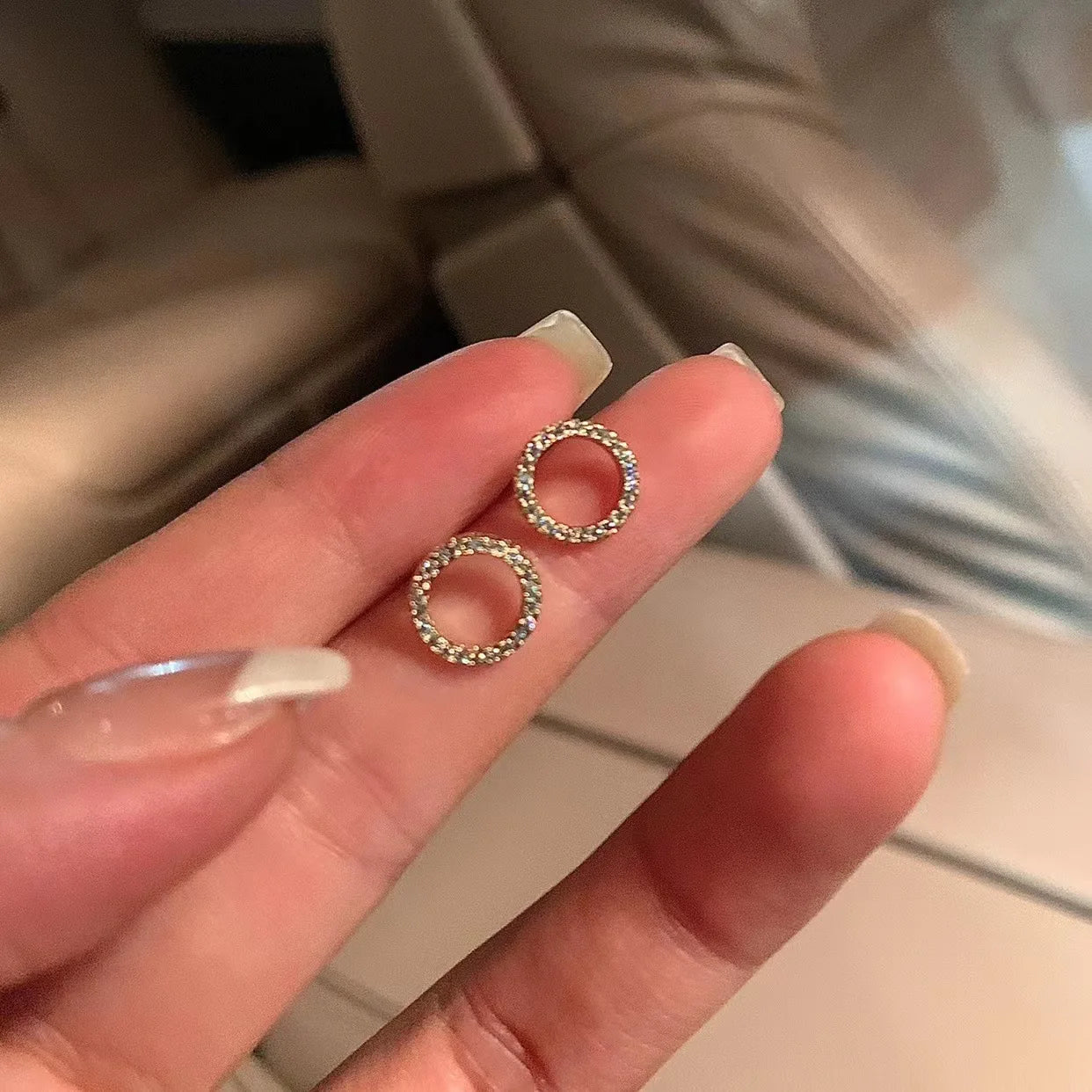 Gold Crystal Minimalist Earrings
