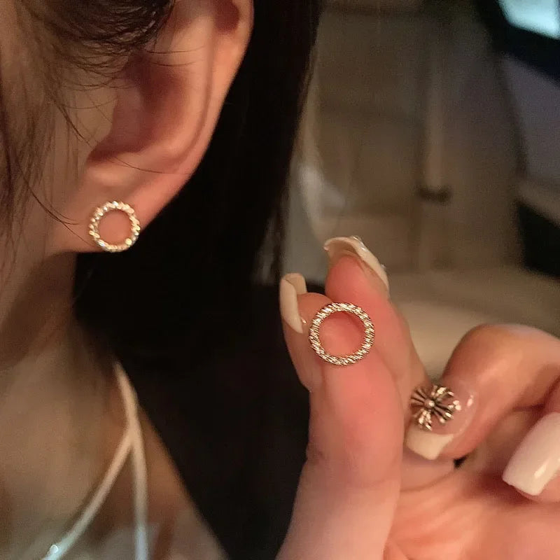 Gold Crystal Minimalist Earrings
