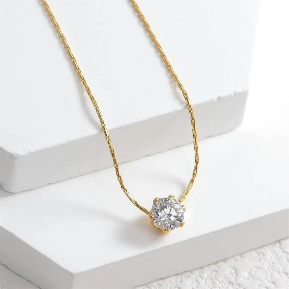 Gold Zircon Minimalist Necklace