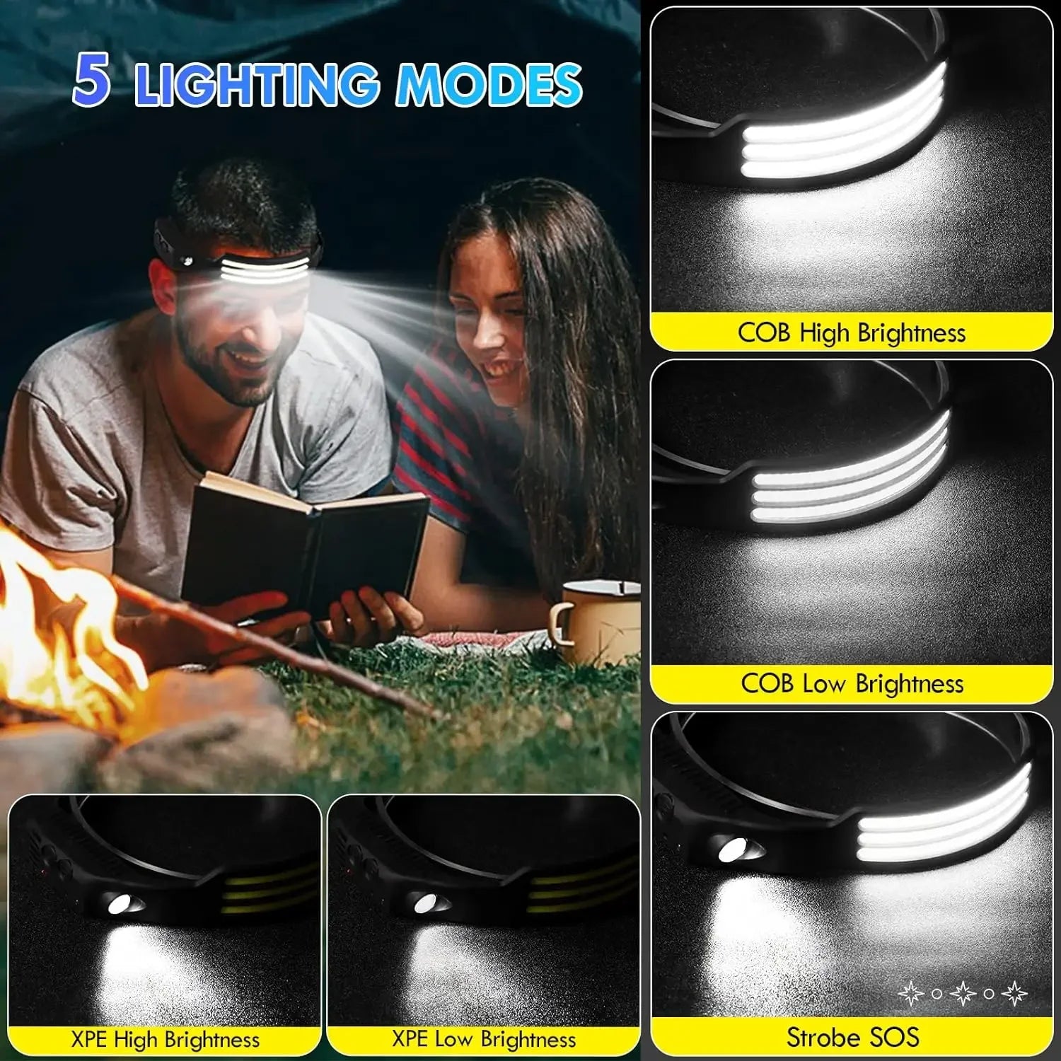 COB LED Rechargeable Sensor Headlamp
