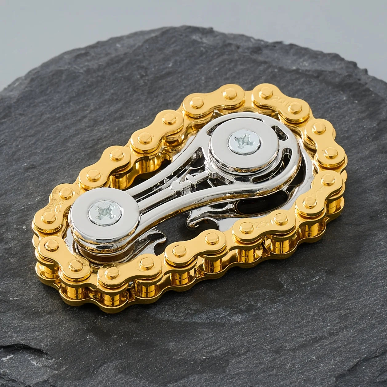 Metal Bike‑Chain Gyro Fidget – Sprocket Flywheel Spinner
