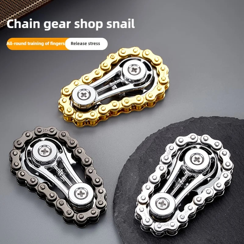 Metal Bike‑Chain Gyro Fidget – Sprocket Flywheel Spinner