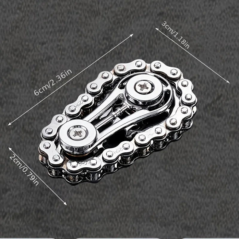 Metal Bike‑Chain Gyro Fidget – Sprocket Flywheel Spinner