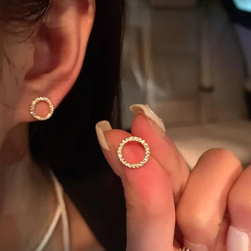 Gold Crystal Minimalist Earrings