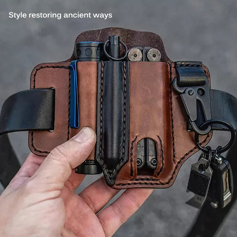 Tactical Leather Belt Tool Pouch – Multi‑Tool Waist Holster