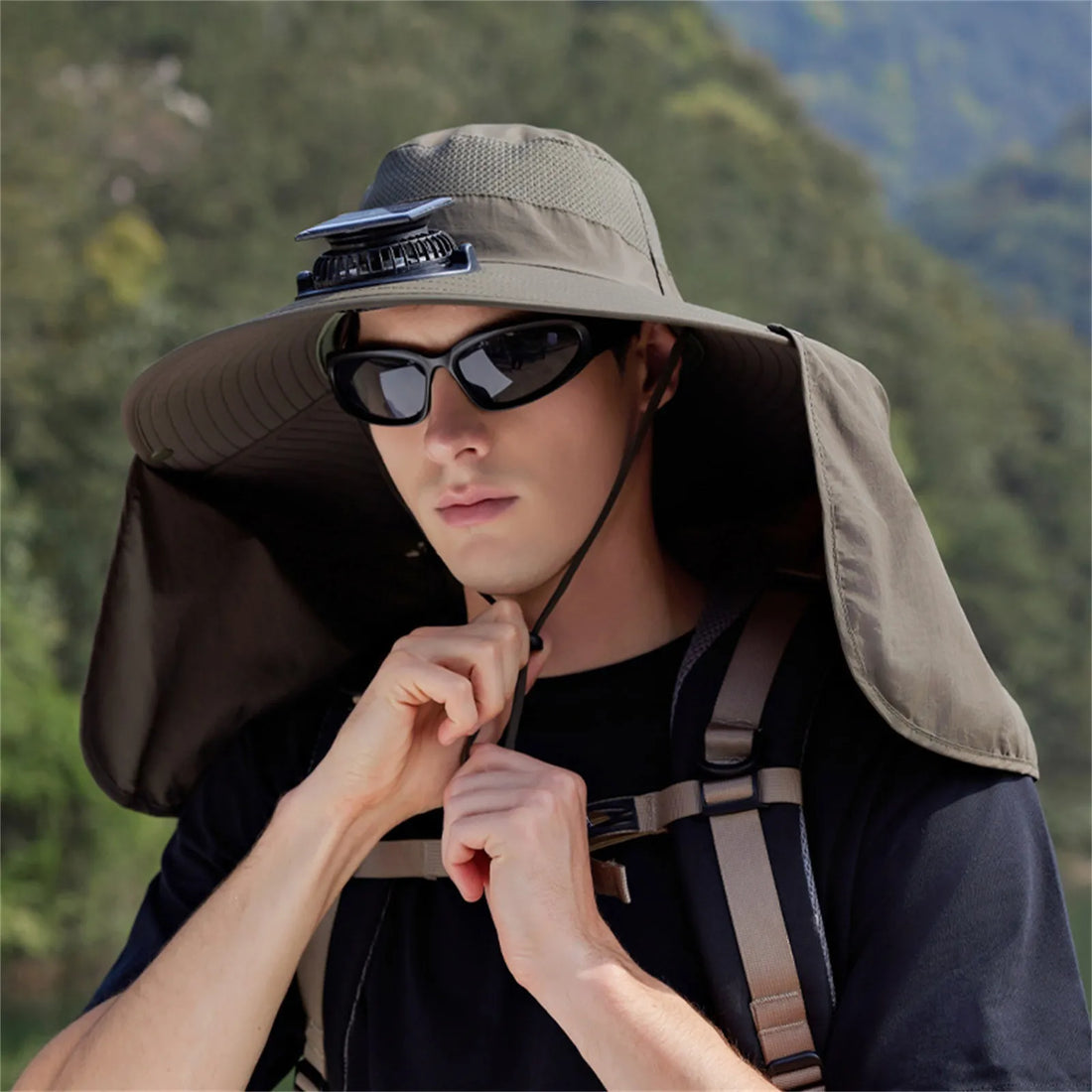 Solar Powered Cooling Fan Sun Hat Adjustable