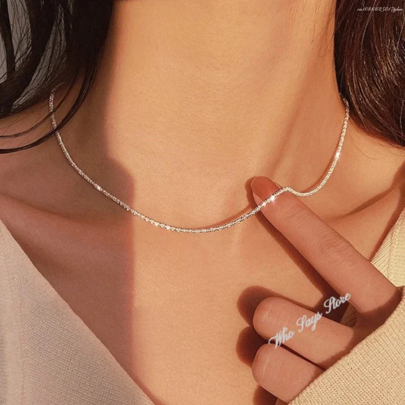 Sparkling Zircon Stainless Steel Necklace