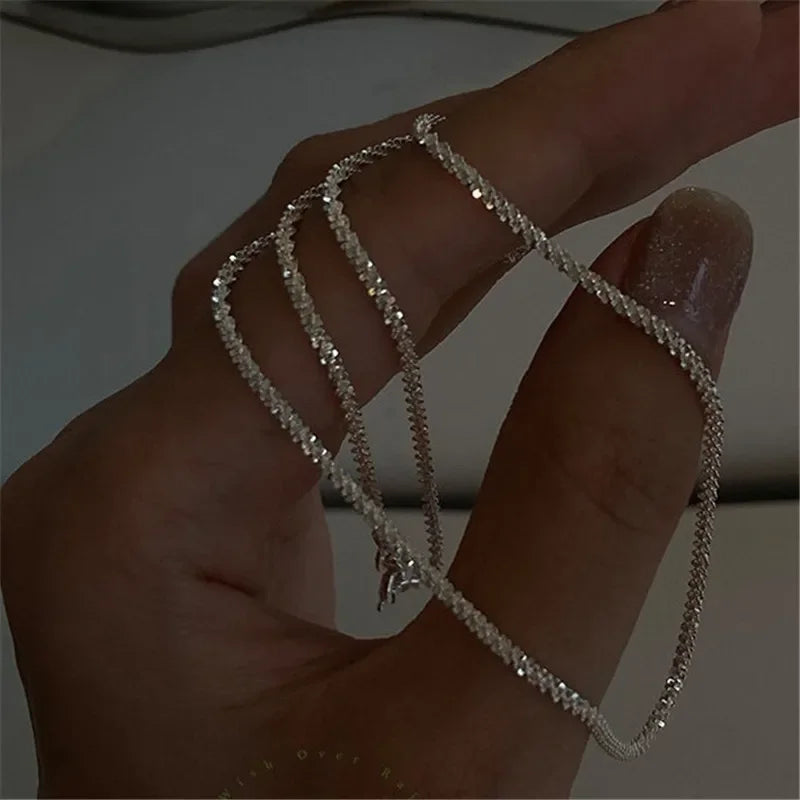 Sparkling Zircon Stainless Steel Necklace