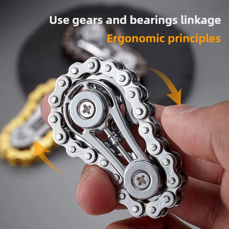 Metal Bike‑Chain Gyro Fidget – Sprocket Flywheel Spinner
