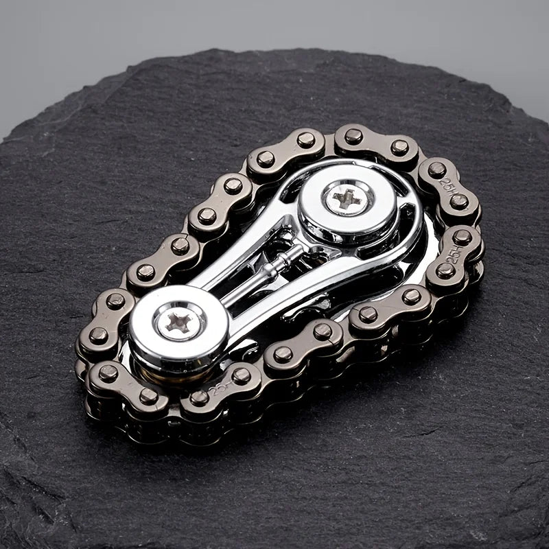 Metal Bike‑Chain Gyro Fidget – Sprocket Flywheel Spinner