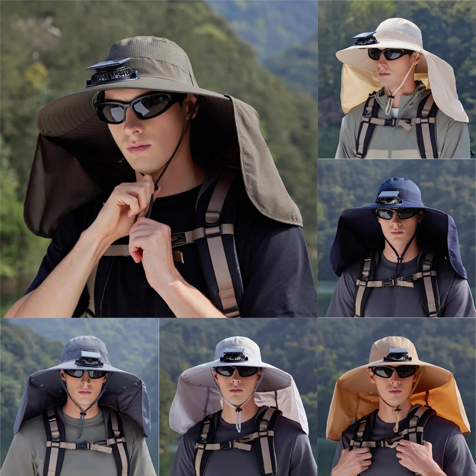Solar Powered Cooling Fan Sun Hat Adjustable