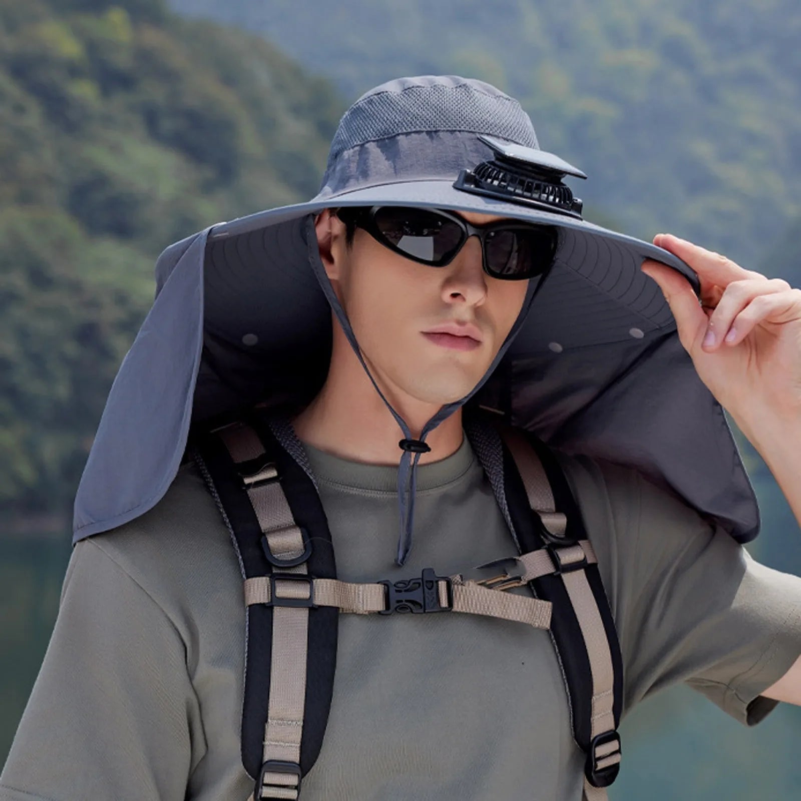 Solar Powered Cooling Fan Sun Hat Adjustable