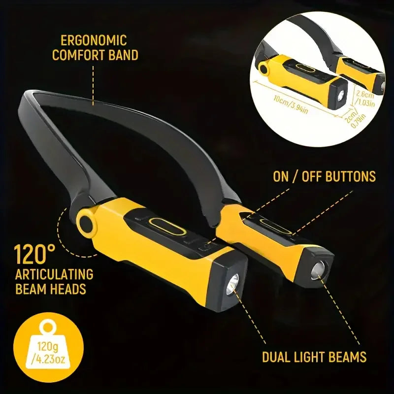 LED Neck Reading Light – 2‑Level Bendable Book & Task Lamp