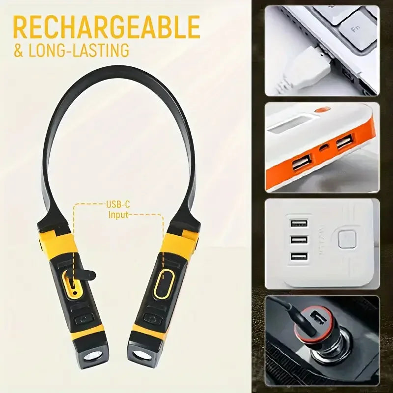 LED Neck Reading Light – 2‑Level Bendable Book & Task Lamp