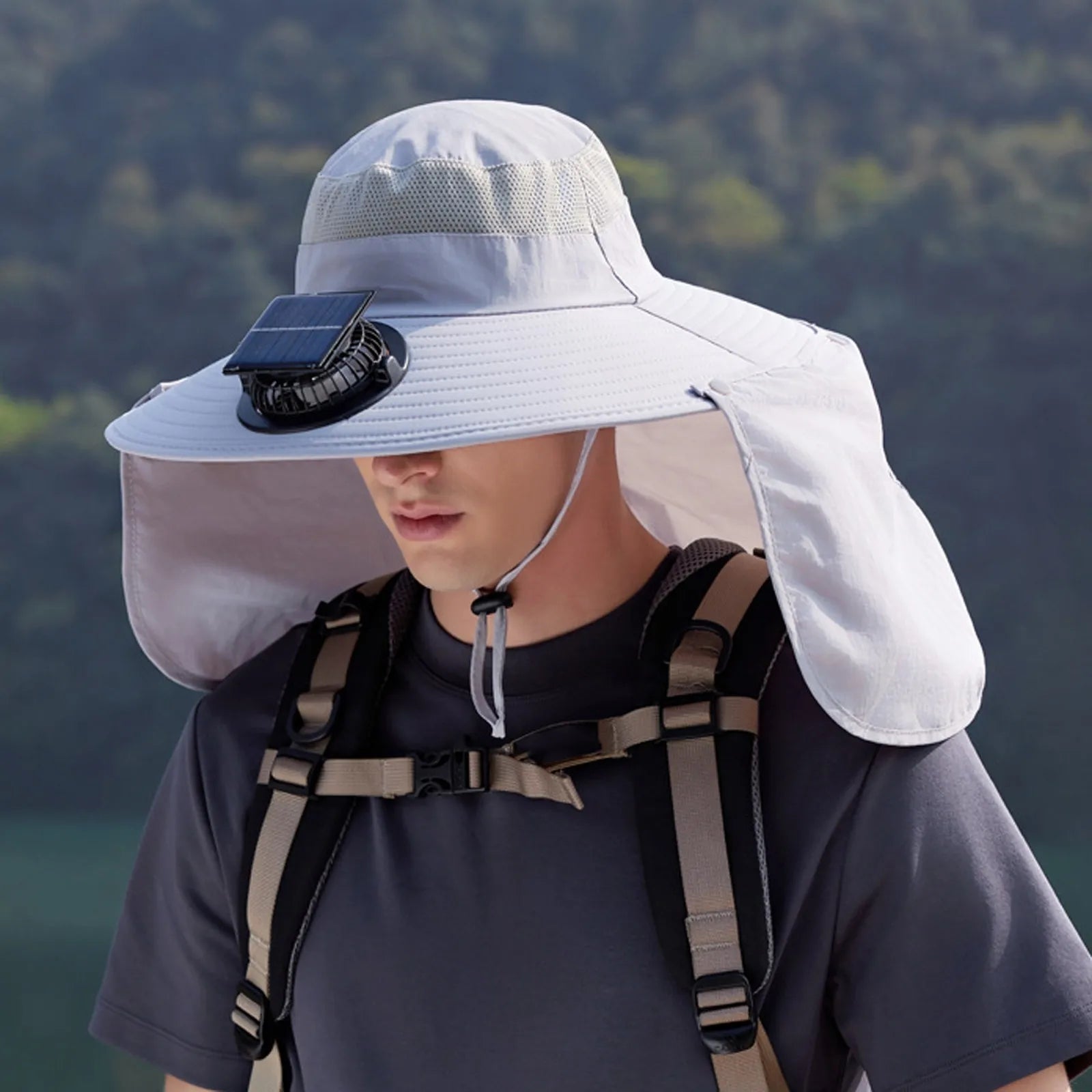 Solar Powered Cooling Fan Sun Hat Adjustable
