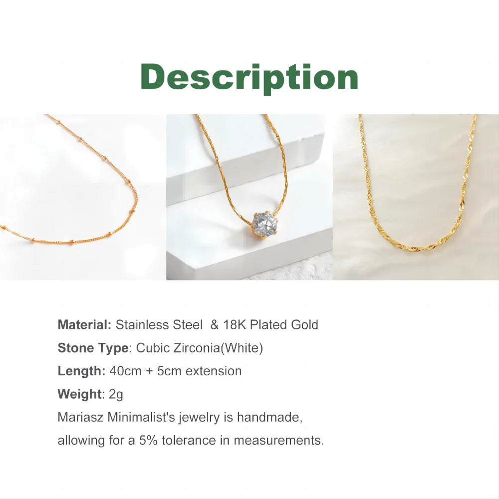 Gold Zircon Minimalist Necklace
