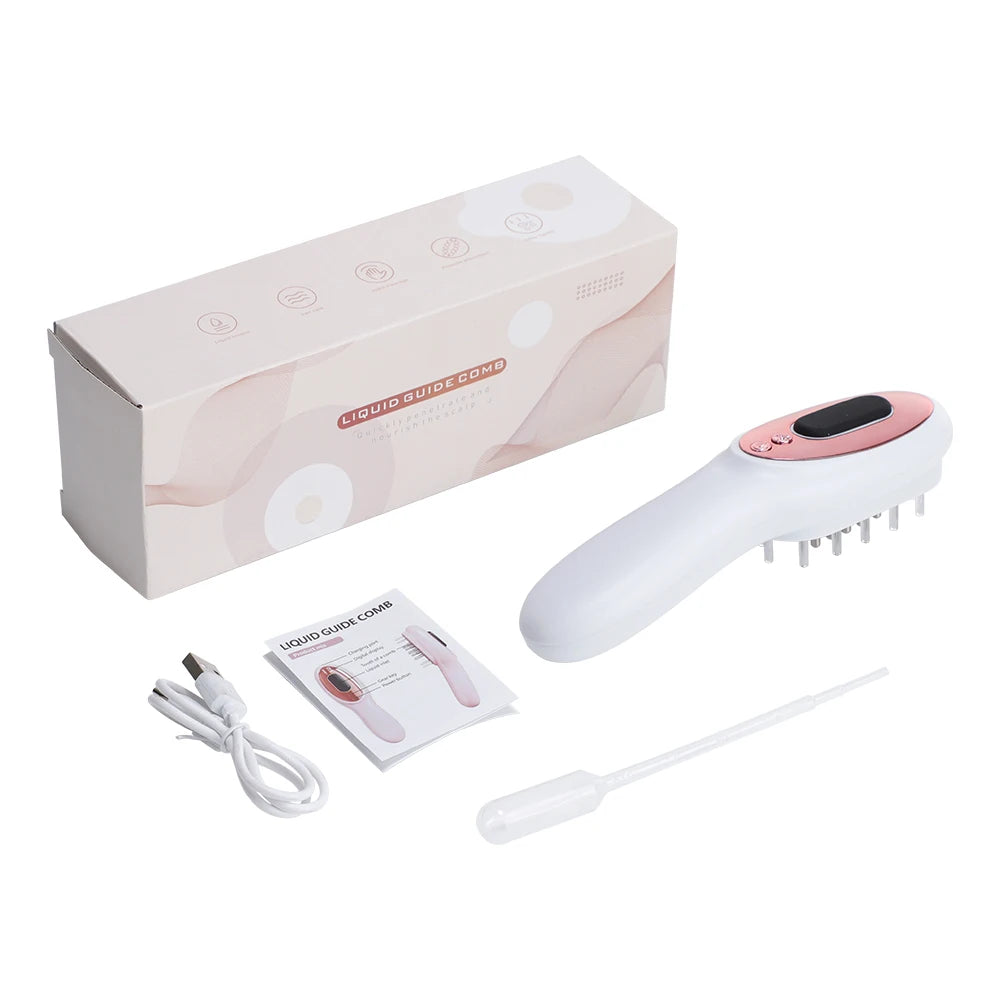 Electric Scalp Massage Comb Red Blue LED Light Vibration Massage Brush