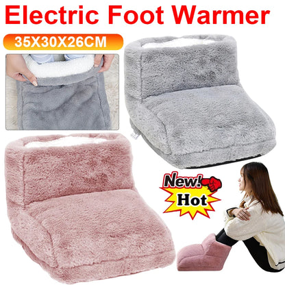 Electric Foot Warmer Feet Heating Slippers USB Charging Fleece Warm Foot Cover Wearable Shoes Heating Pad For Home Office Unisex