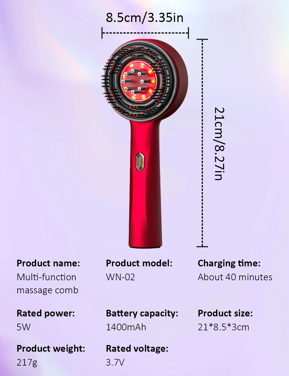 Electric Head Massage Comb Head Vibration Massager Portable Hair Follicle Comb Scalp Oil Liquid Applicator Hair Growth Anti Loss