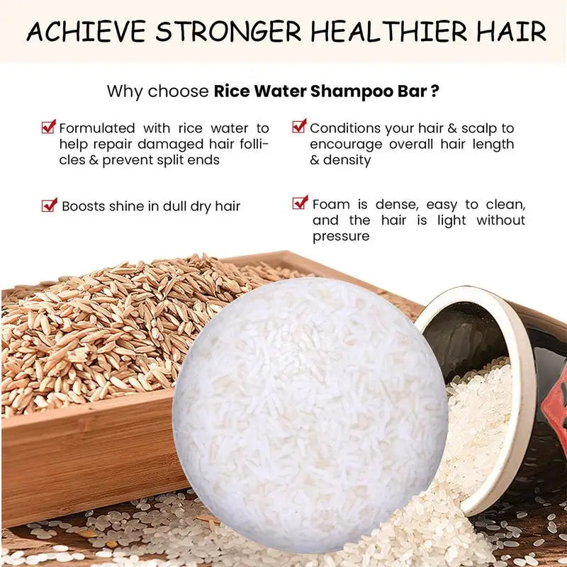 Rice Shampoo Bar Natural Organic Rice Soap for Hair Growth