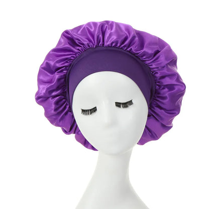 Women Night Sleep Hair Caps. Silky Bonnet Satin Double Layer Adjust Head Cover