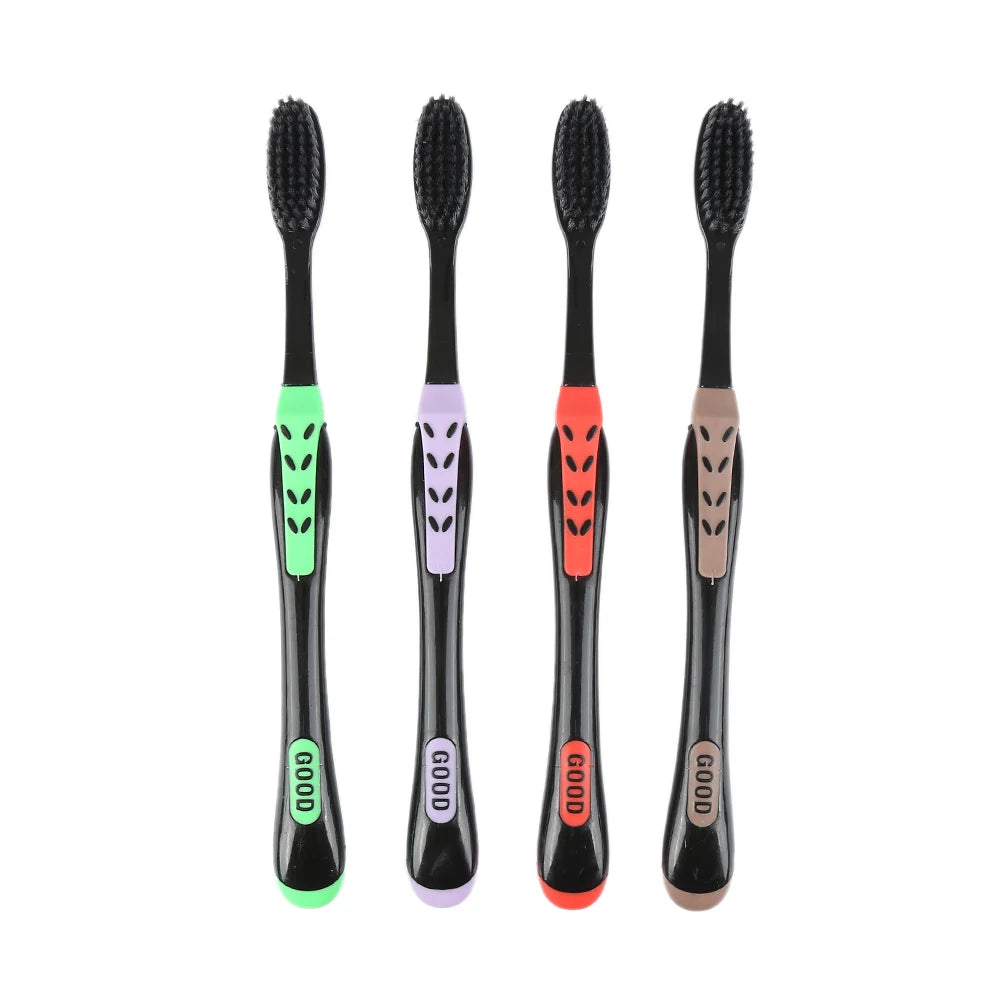 4Pcs Bamboo Charcoal Toothbrush Oral Care Antibacterial Toothbrush