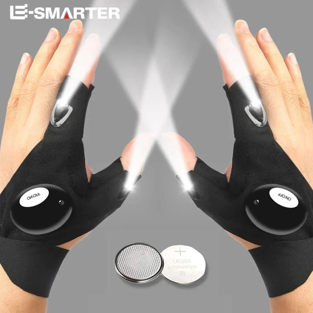 LED Half Finger Waterproof Glove – Built in Flashlight for Outdoor Tasks
