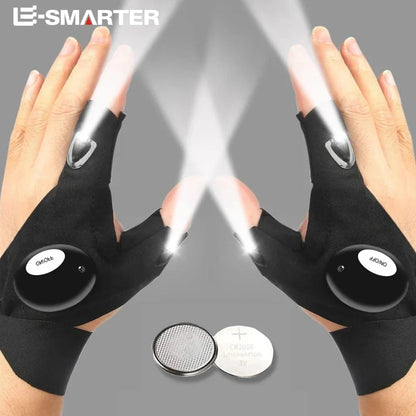 LED Half Finger Waterproof Glove – Built in Flashlight for Outdoor Tasks