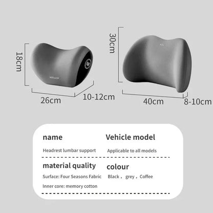 Memory Foam Car Neck &amp; Lumbar Support Pillow – 2‑in‑1 Comfort