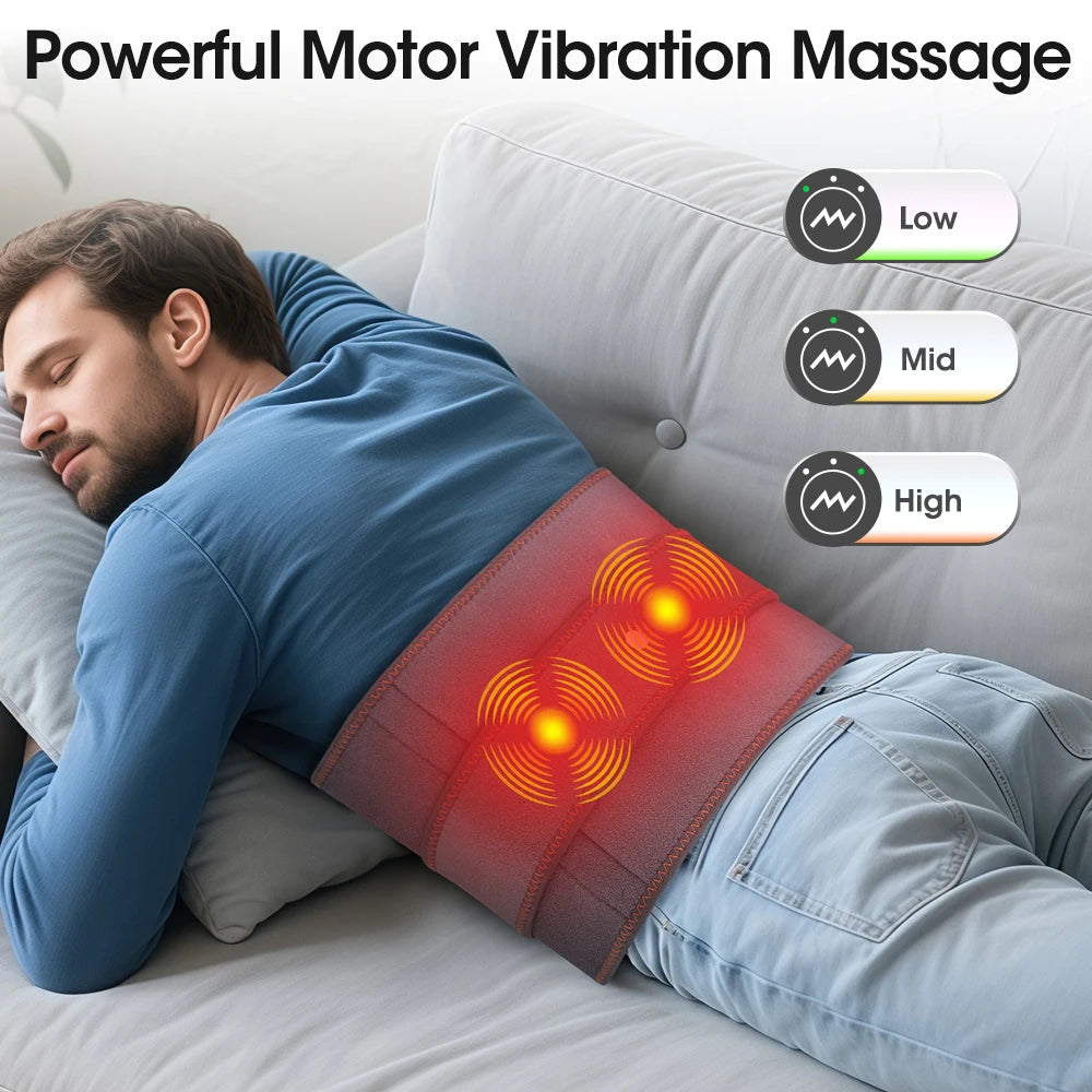 Upgrade Electric Heating Waist Massager Belt – 3‑Gear Vibration &amp; Hot Compress