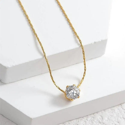 Gold Zircon Minimalist Necklace