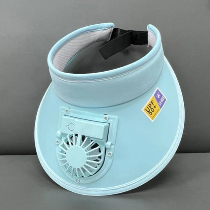 Cooling Fan Sun Hat – Breathable Mesh Wide‑Brim Visor