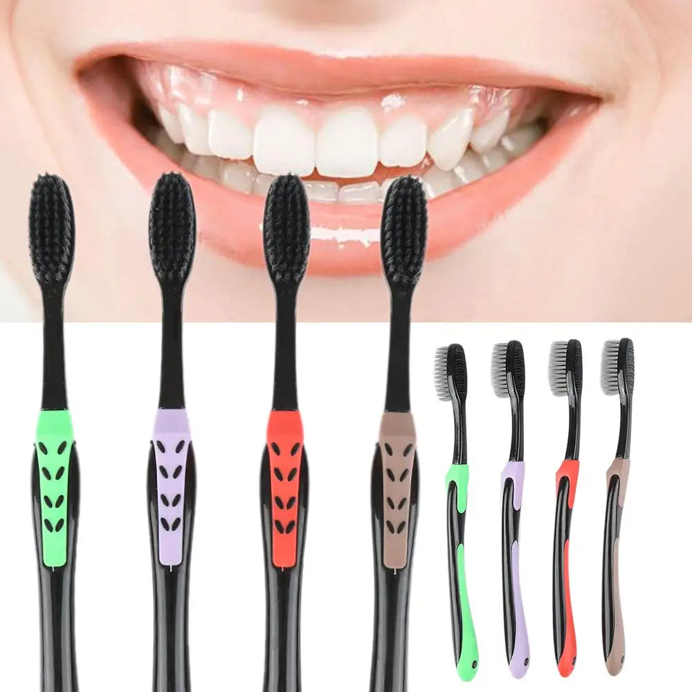 4Pcs Bamboo Charcoal Toothbrush Oral Care Antibacterial Toothbrush