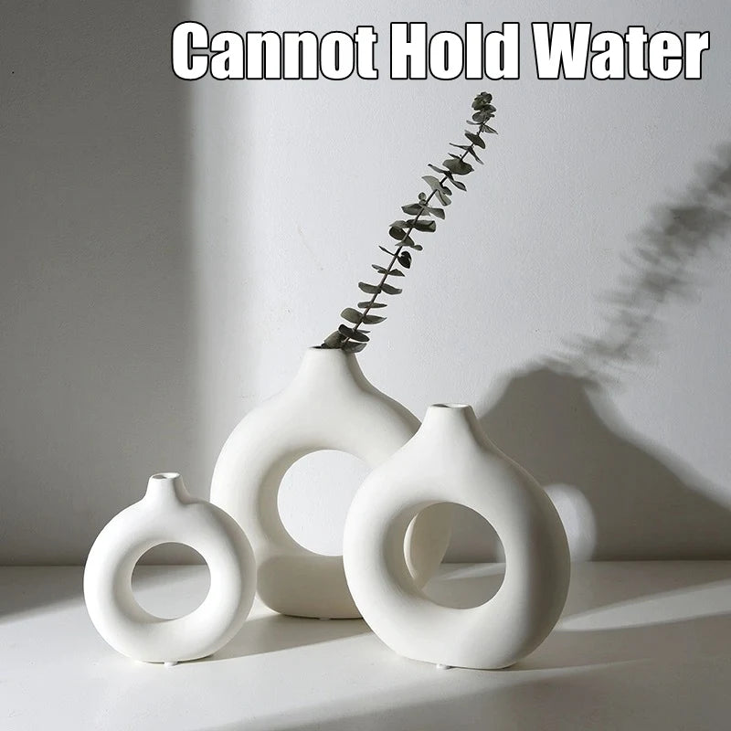 White Ceramic Donut Vase