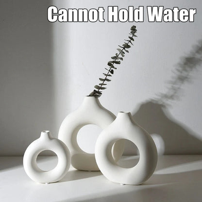 White Ceramic Donut Vase