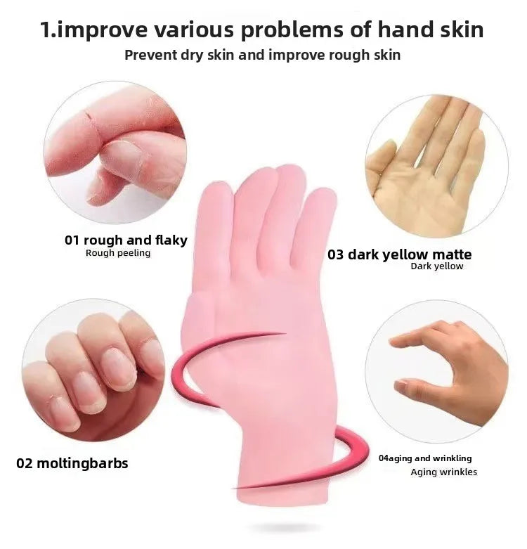 Reusable Silicone Gloves & Hand Masks Set for Deep Moisturizing Care