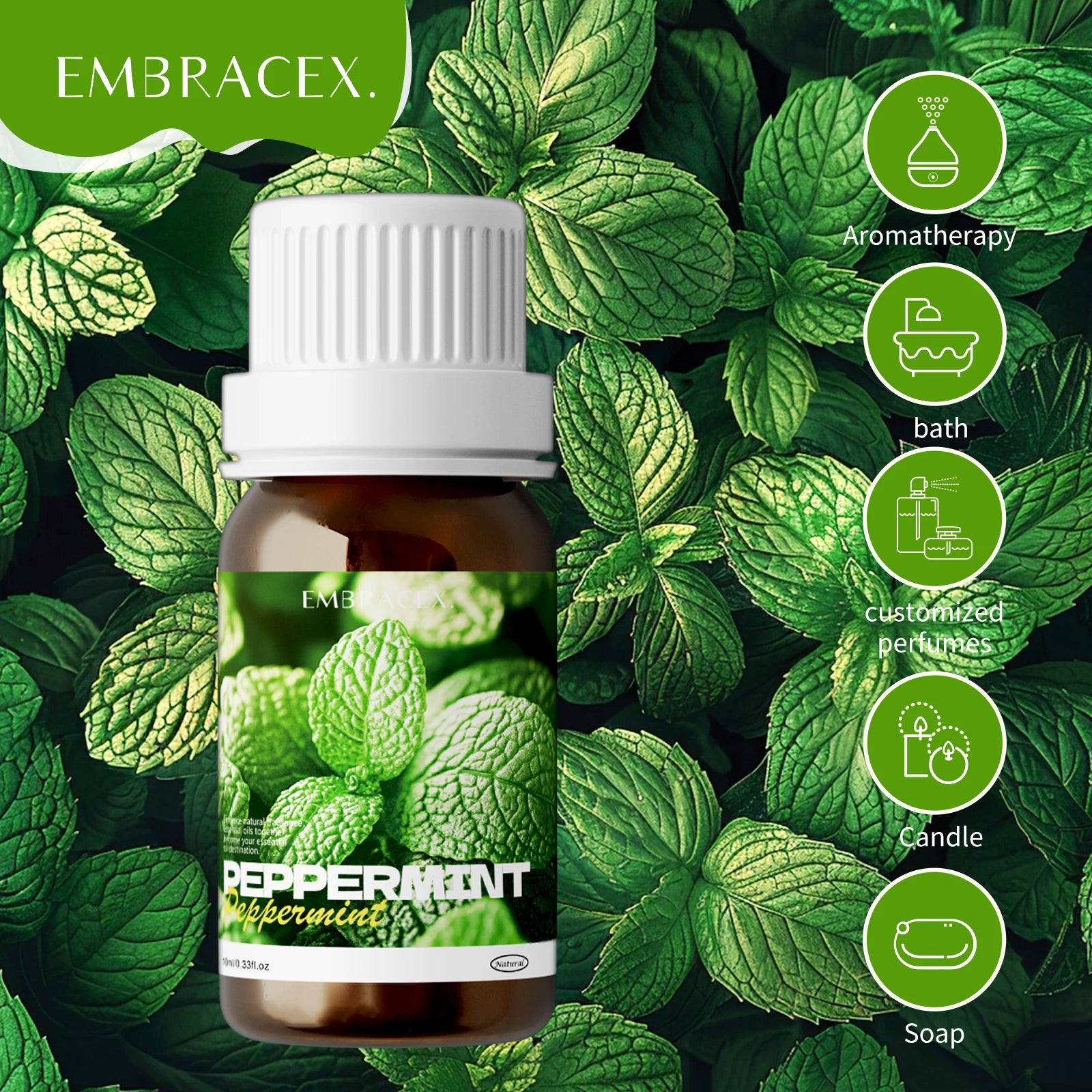2PC/1PC 10ml Peppermint Essential Oil Roller