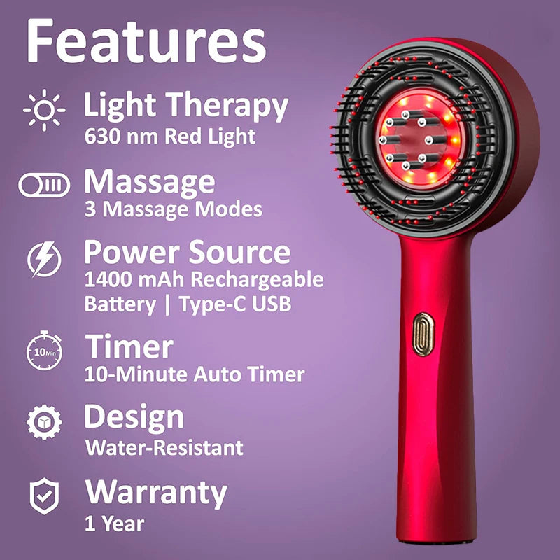 Electric Head Massage Comb Head Vibration Massager Portable Hair Follicle Comb Scalp Oil Liquid Applicator Hair Growth Anti Loss