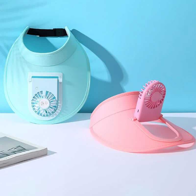 Cooling Fan Sun Hat – Breathable Mesh Wide‑Brim Visor