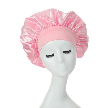 Women Night Sleep Hair Caps. Silky Bonnet Satin Double Layer Adjust Head Cover