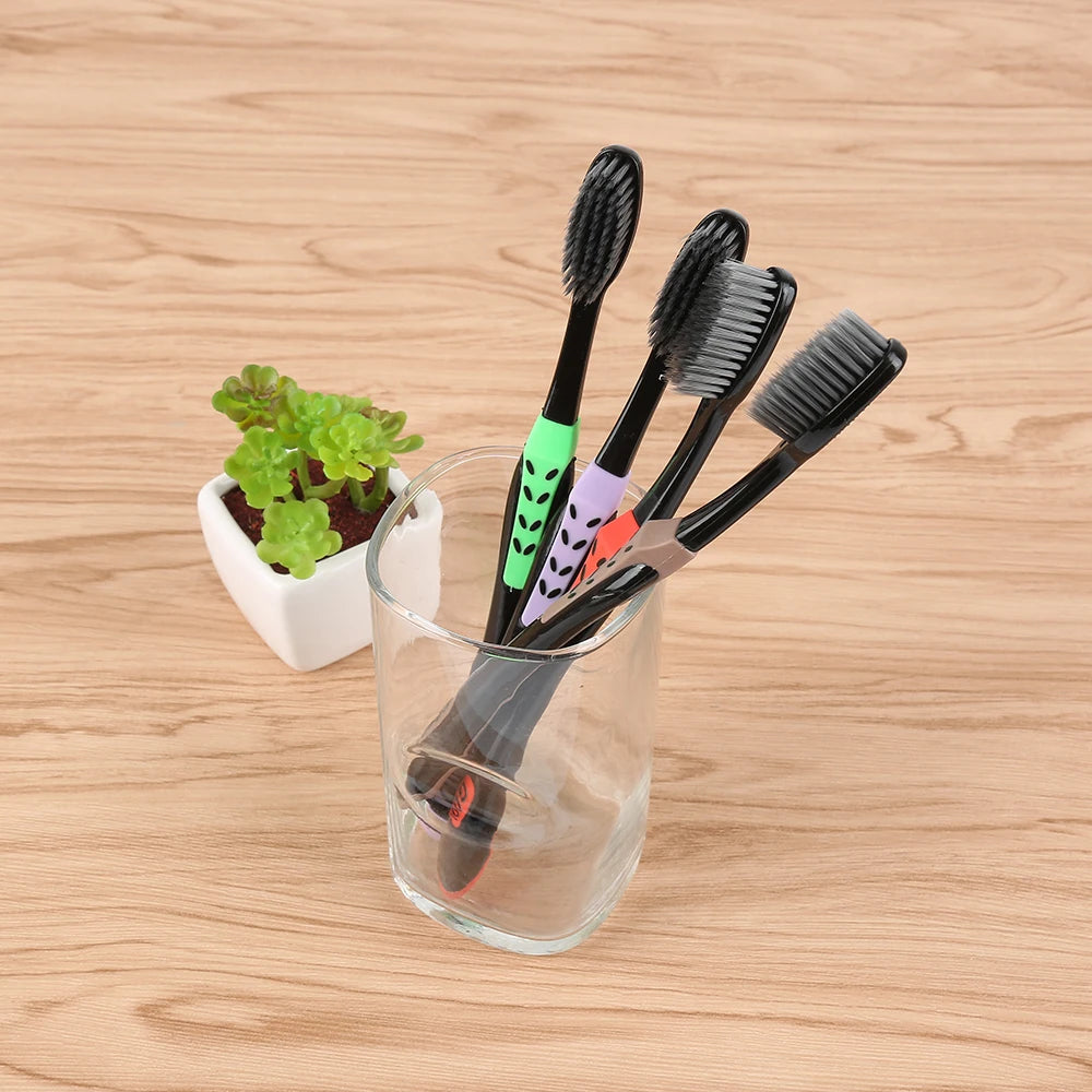 4Pcs Bamboo Charcoal Toothbrush Oral Care Antibacterial Toothbrush
