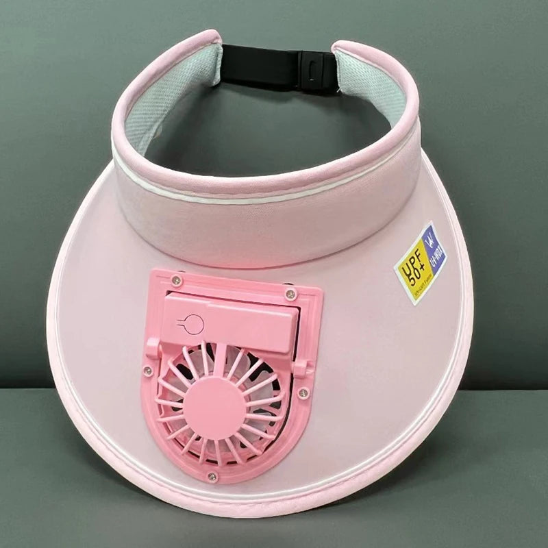 Cooling Fan Sun Hat – Breathable Mesh Wide‑Brim Visor