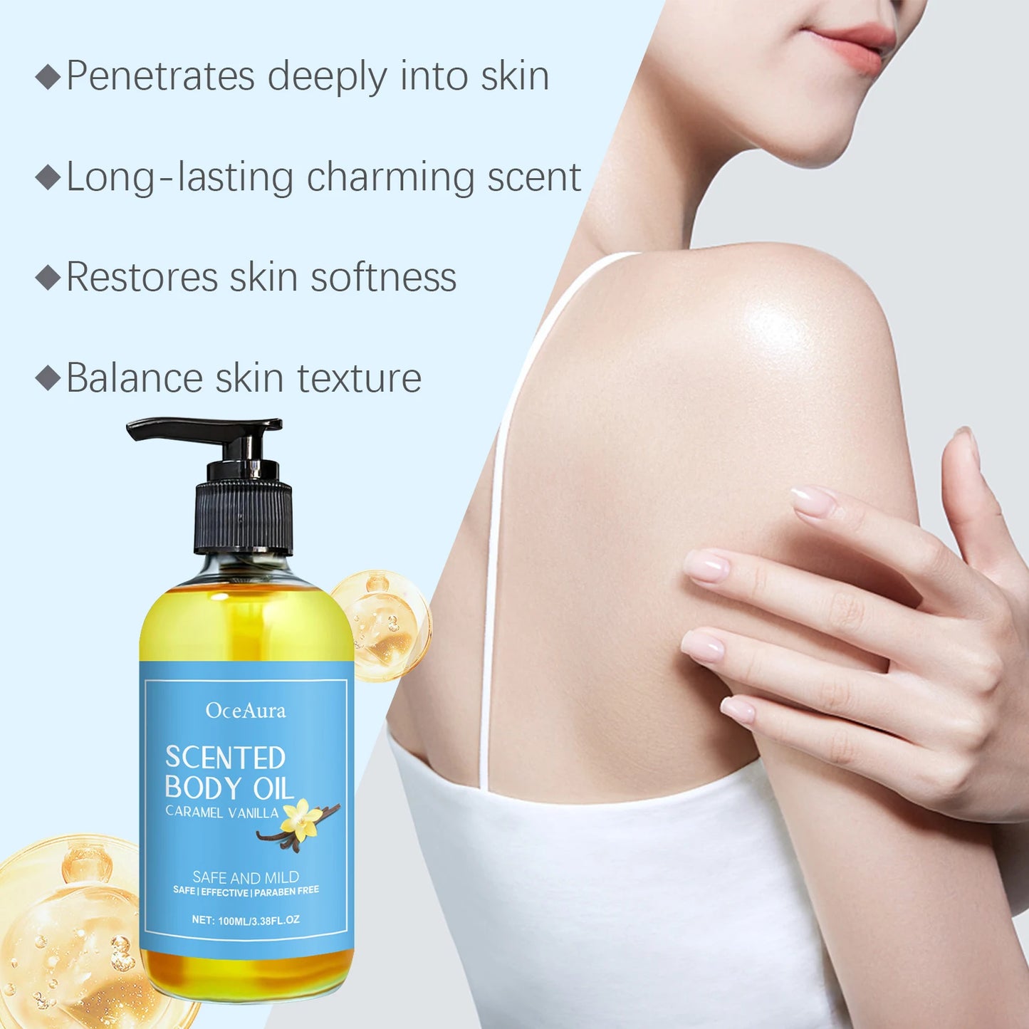 Vanilla Body Massage Oil Improve Moisturizing Relieve Stress