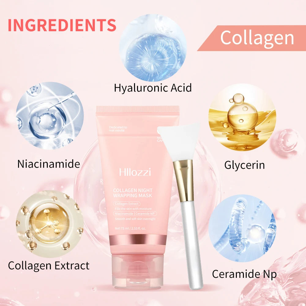 Collagen Overnight Wrap Mask with Jelly Brush Deep Hydrating Moisturizing