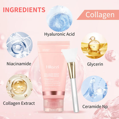 Collagen Overnight Wrap Mask, Jelly Brush Deep Hydrating Moisturizing