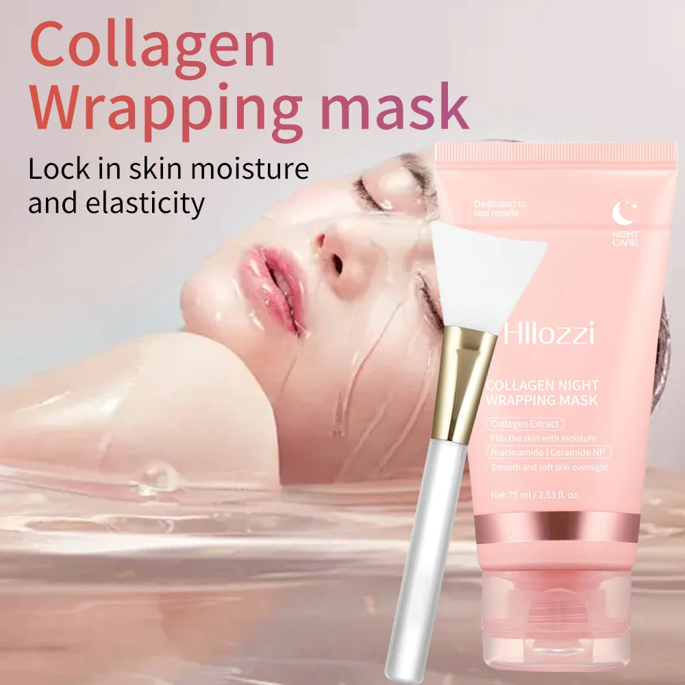 Collagen Overnight Wrap Mask with Jelly Brush Deep Hydrating Moisturizing