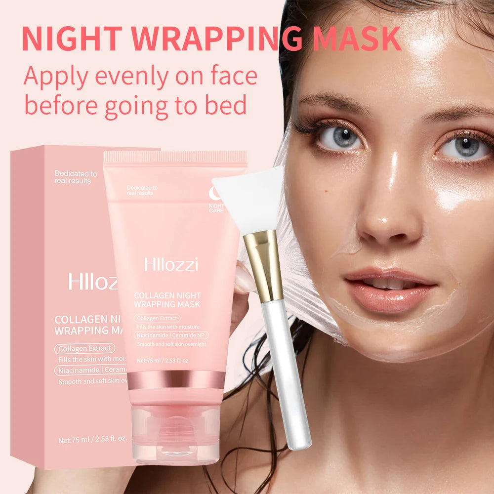 Collagen Overnight Wrap Mask with Jelly Brush Deep Hydrating Moisturizing