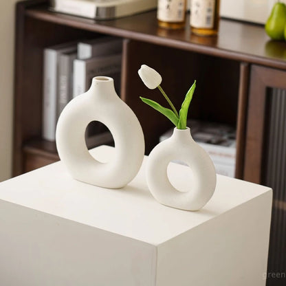 White Ceramic Donut Vase